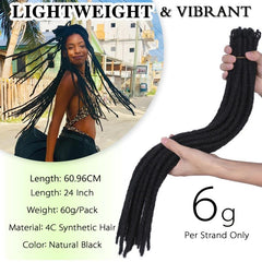 20 Inch Pre Looped Dreadlock Extensions Tapering Synthetic Dreads