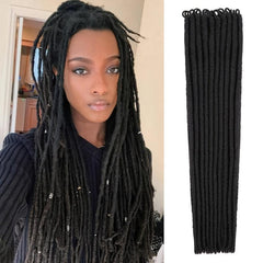 20 Inch Pre Looped Dreadlock Extensions Tapering Synthetic Dreads