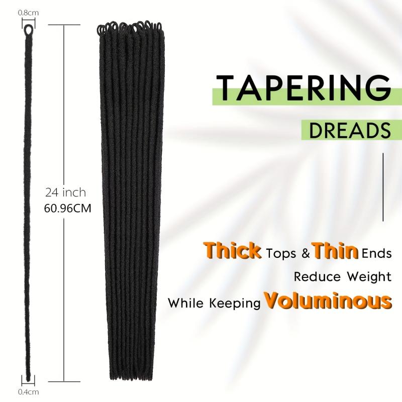 20 Inch Pre Looped Dreadlock Extensions Tapering Synthetic Dreads