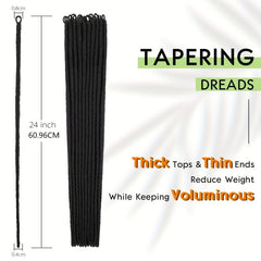 20 Inch Pre Looped Dreadlock Extensions Tapering Synthetic Dreads