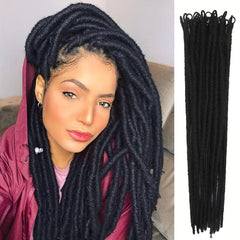 20 Inch Pre Looped Dreadlock Extensions Tapering Synthetic Dreads
