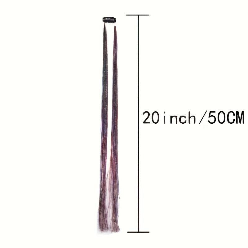 8 Cm Straight Mixed Colors Hair Extension Tinsel Kit Glitter Clip In Hair Extens