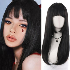 Orange Red Ombre Long Straight Wigs For Women