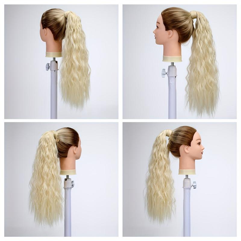 Long Wavy Ponytail Extensions Synthetic Clip In Hair Extensions Natural Look
