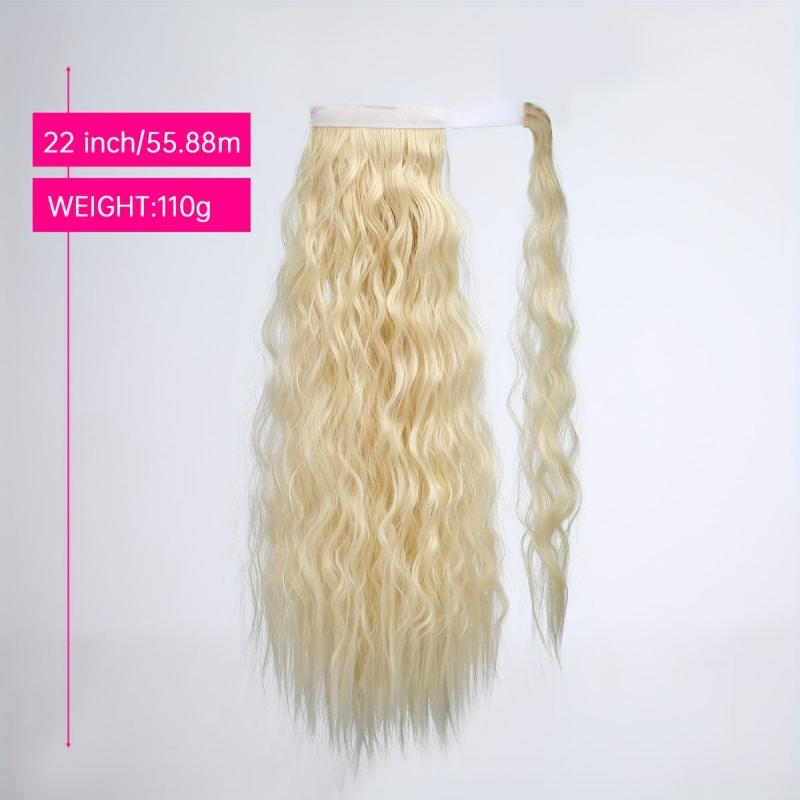 Long Wavy Ponytail Extensions Synthetic Clip In Hair Extensions Natural Look