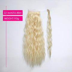 Long Wavy Ponytail Extensions Synthetic Clip In Hair Extensions Natural Look