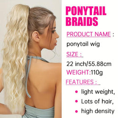 Long Wavy Ponytail Extensions Synthetic Clip In Hair Extensions Natural Look