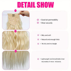 Long Wavy Ponytail Extensions Synthetic Clip In Hair Extensions Natural Look