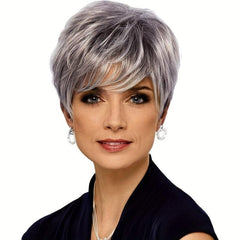 Short Pixie Cut Wig Mixed Brown Heat Resistant Fiber Daily Use Wig