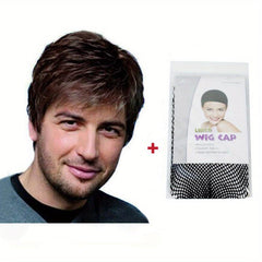 20 32 Cm Male Short Straight Hair Wigs Synthetic Fiber Rose Net Hair Wigs