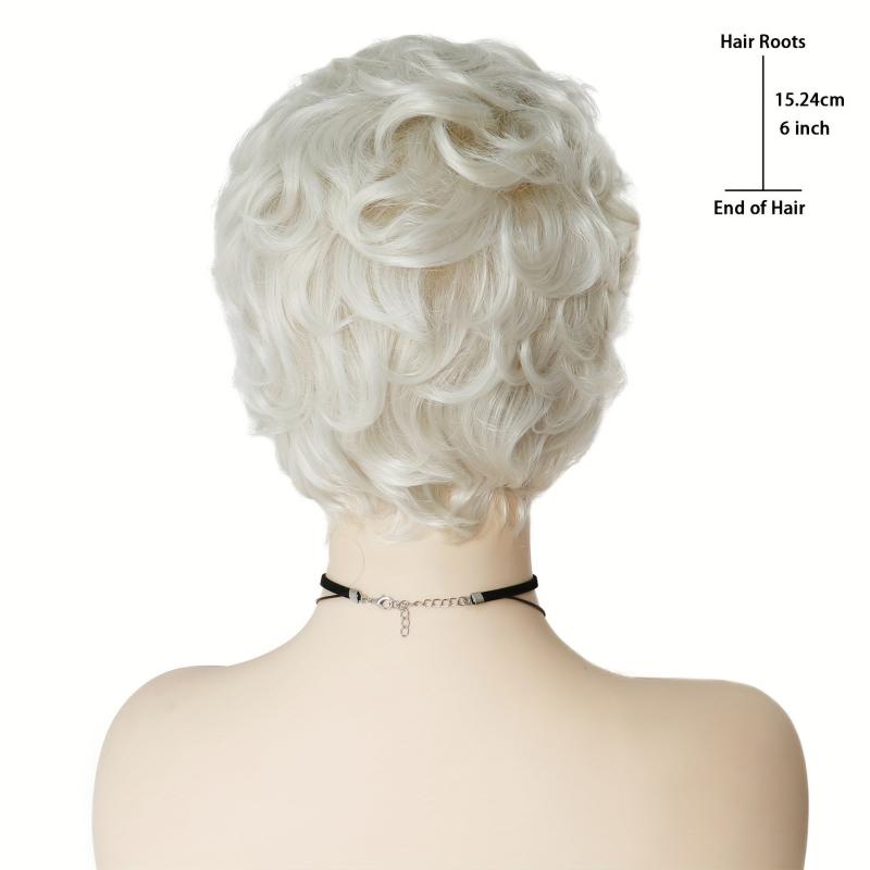Short Curly Grey Granny Wig for Old Lady Costume Halloween