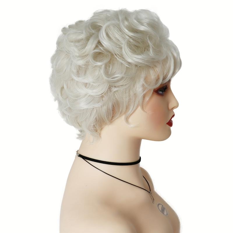 Short Curly Grey Granny Wig for Old Lady Costume Halloween