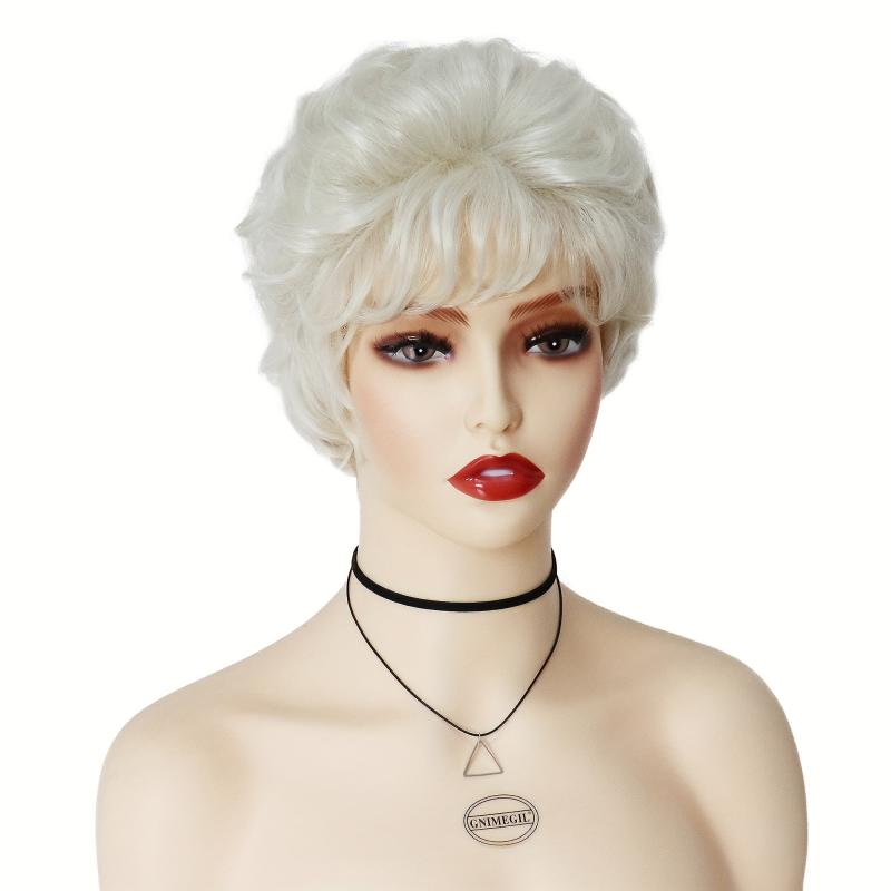Short Curly Grey Granny Wig for Old Lady Costume Halloween