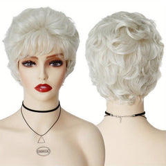 Short Curly Grey Granny Wig for Old Lady Costume Halloween