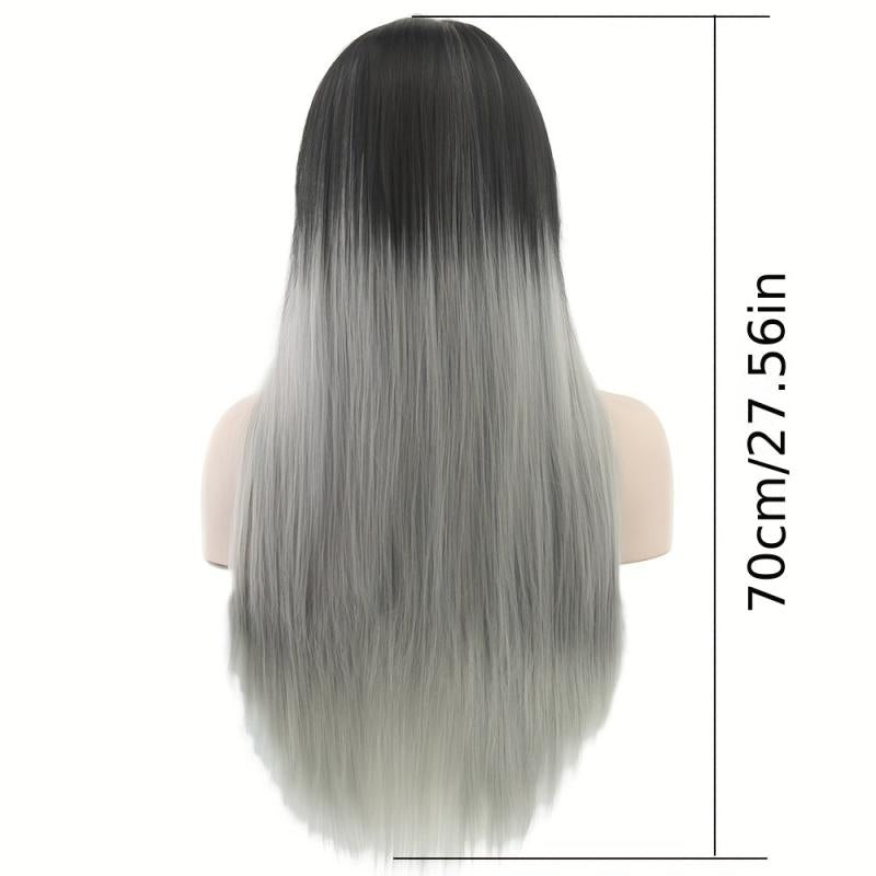 Long Straight Wig With Bangs Heat Resistant Halloween Costume Wig