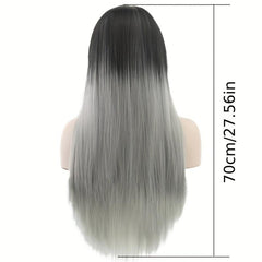 Long Straight Wig With Bangs Heat Resistant Halloween Costume Wig