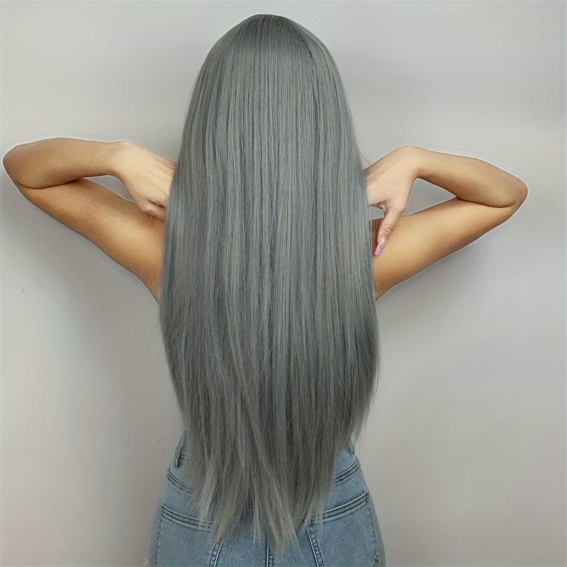 Long Straight Wig With Bangs Heat Resistant Halloween Costume Wig