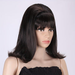 Retro Brown Straight Wig 50s 60s 70s Wig With Bangs For Women