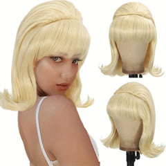 Retro Brown Straight Wig 50s 60s 70s Wig With Bangs For Women
