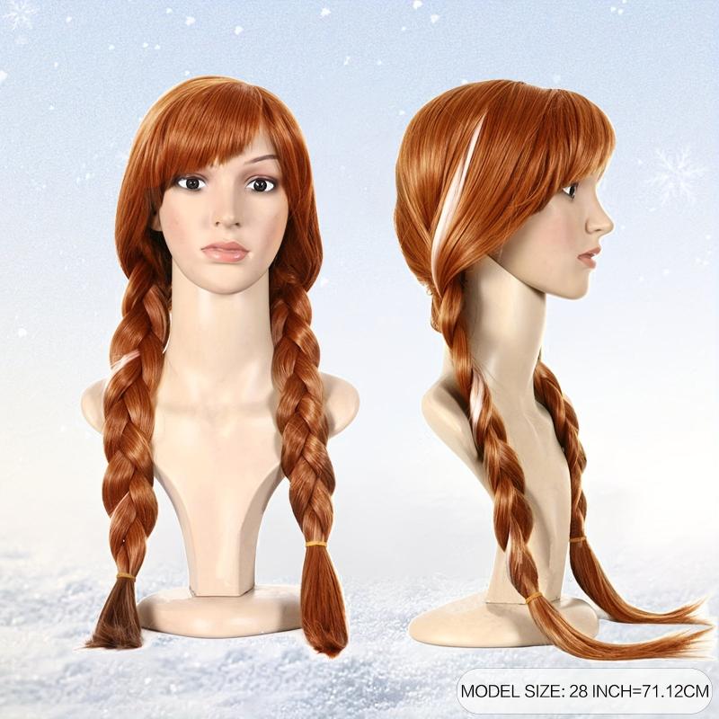 Braided Brown Princess Wig Women Cosplay Halloween Costume Party