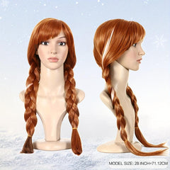 Braided Brown Princess Wig Women Cosplay Halloween Costume Party