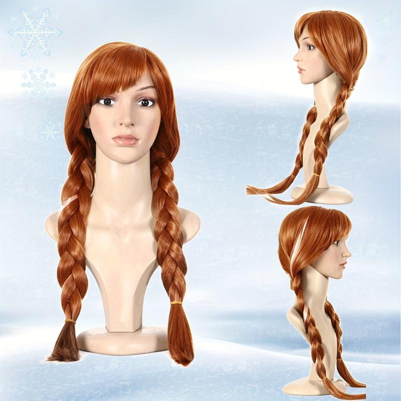 Braided Brown Princess Wig Women Cosplay Halloween Costume Party