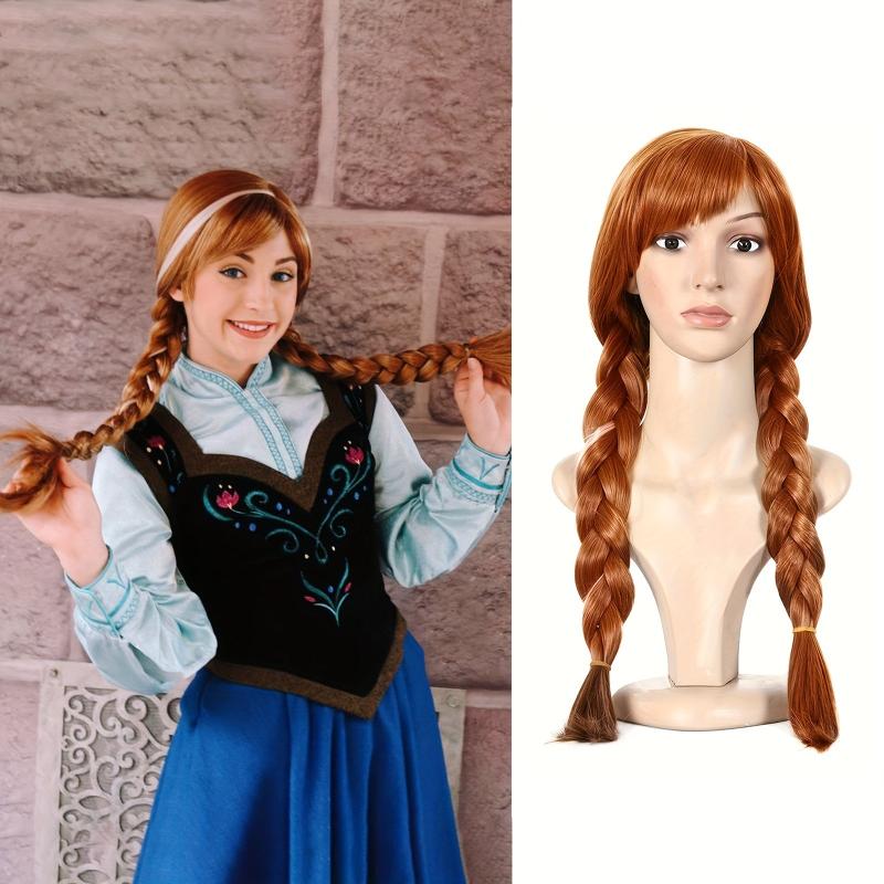 Braided Brown Princess Wig Women Cosplay Halloween Costume Party