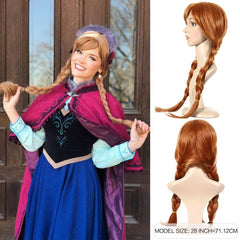 Braided Brown Princess Wig Women Cosplay Halloween Costume Party