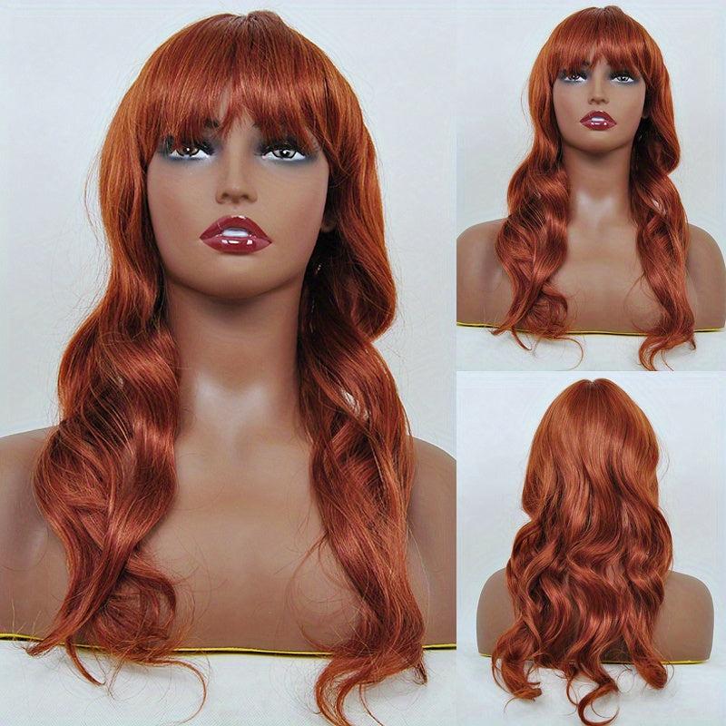 Curly Wavy Wig With Bangs Daily Use Synthetic Wig