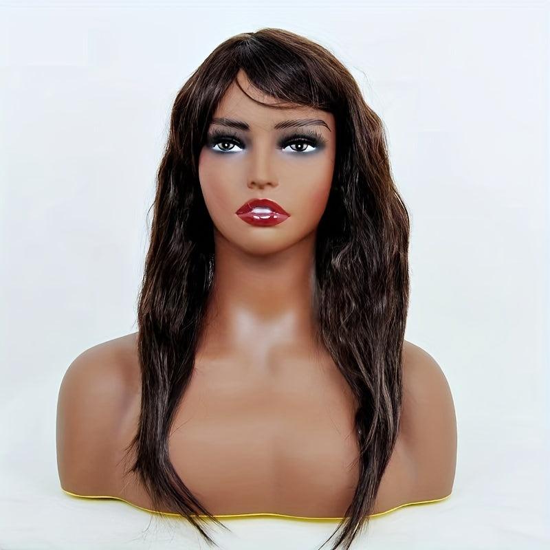 Curly Wavy Wig With Bangs Daily Use Synthetic Wig