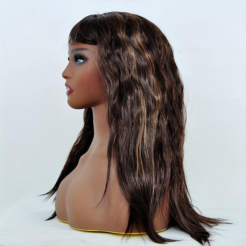 Curly Wavy Wig With Bangs Daily Use Synthetic Wig