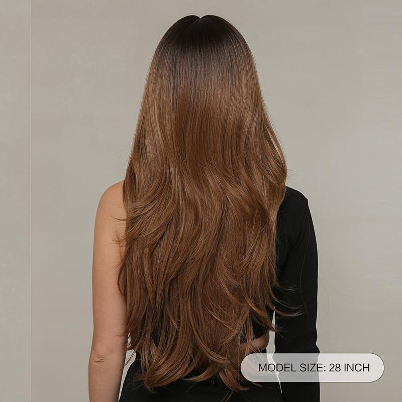 Long Curly Synthetic Wig With Bangs Heat Resistant Fiber For Party