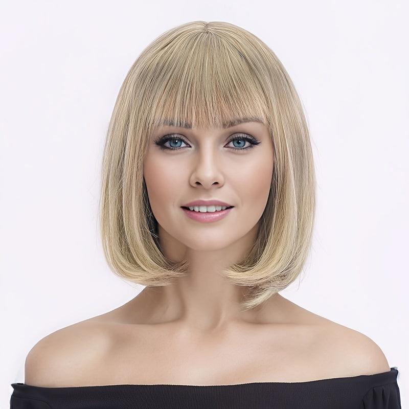Short Bob Wig With Bangs Colorful Cosplay Party Daily Wear Wig