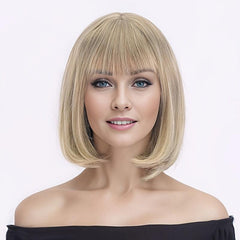 Short Bob Wig With Bangs Colorful Cosplay Party Daily Wear Wig