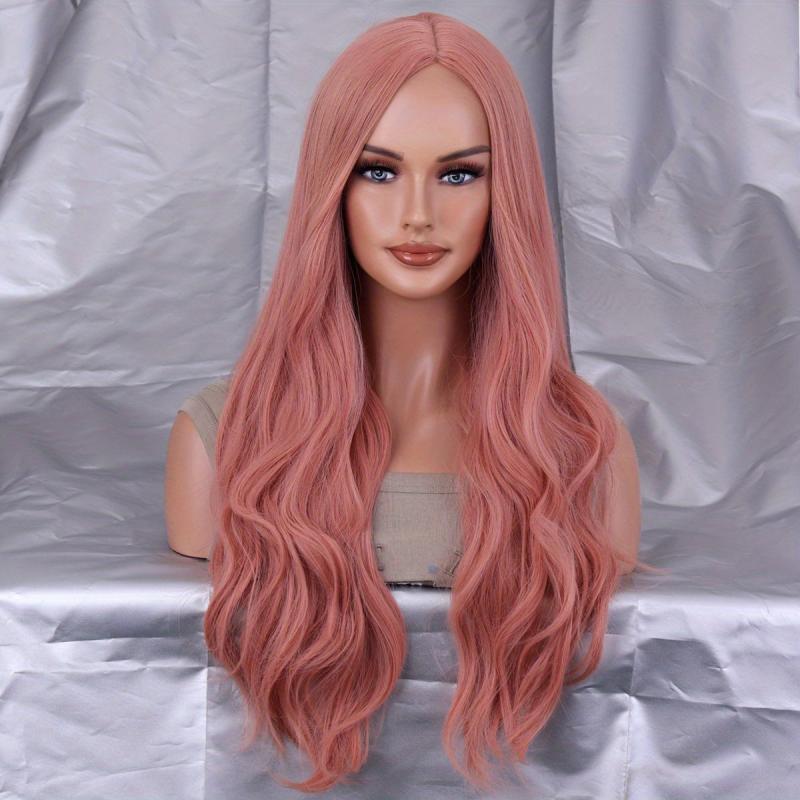 66 Cm Long Curly Wig With Bangs Synthetic Wavy Hair Red for Halloween Cosplay