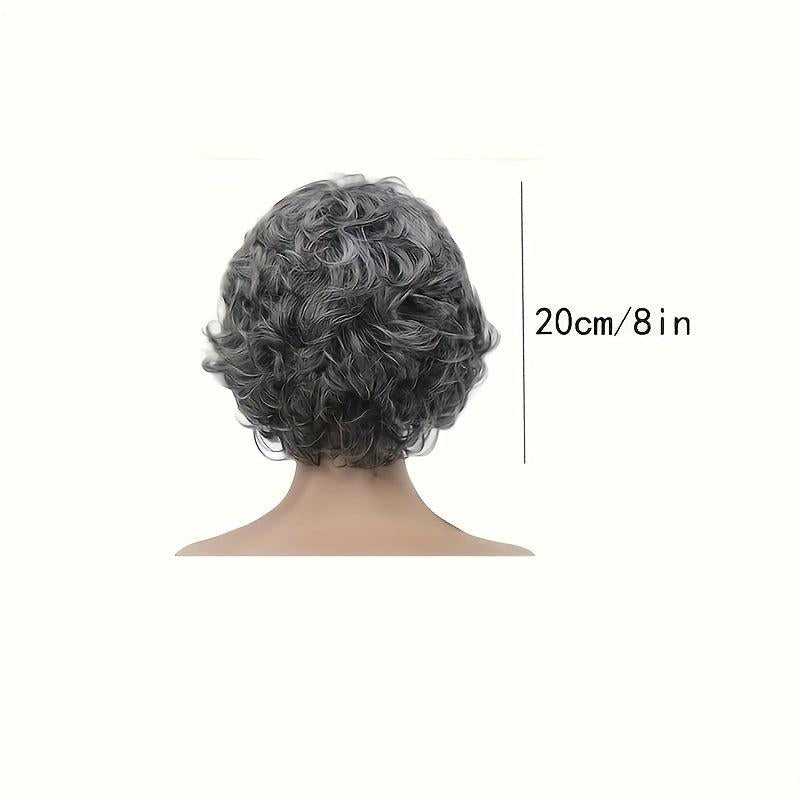 Short Gray Wig Pixie Cut Wig Short Wavy Layered Wigs With Bangs