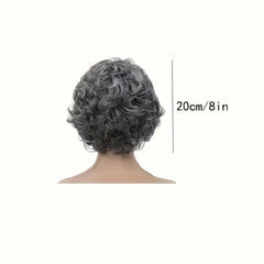 Short Gray Wig Pixie Cut Wig Short Wavy Layered Wigs With Bangs