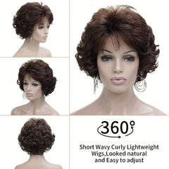 Short Gray Wig Pixie Cut Wig Short Wavy Layered Wigs With Bangs