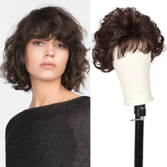 Short Gray Wig Pixie Cut Wig Short Wavy Layered Wigs With Bangs