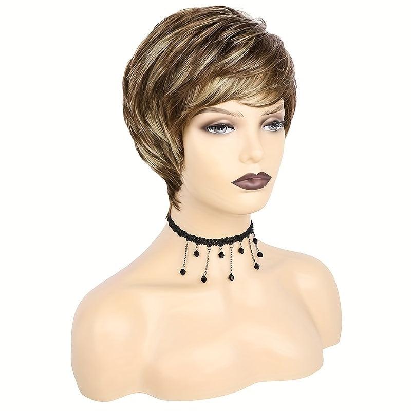 Short Layered Blonde Synthetic Curly Wig for Women