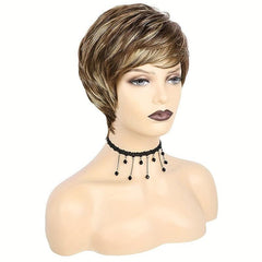 Short Layered Blonde Synthetic Curly Wig for Women