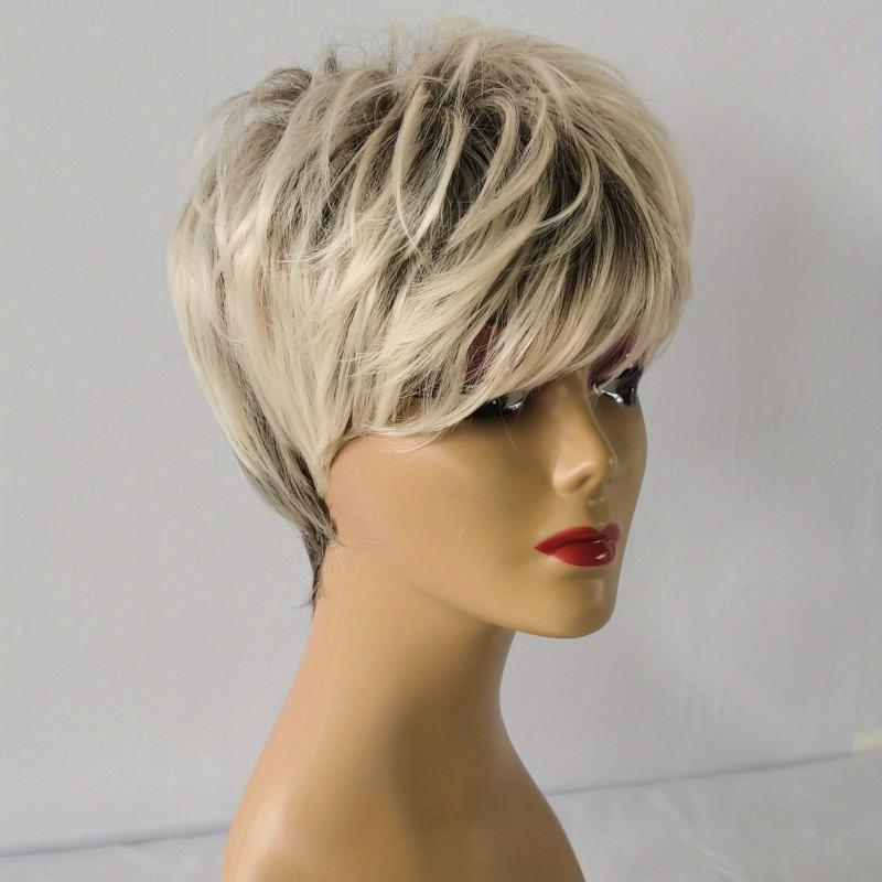 Short Layered Blonde Synthetic Curly Wig for Women
