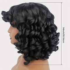 Short Curly Wig With Bangs Synthetic Hair Natural Shoulder Length