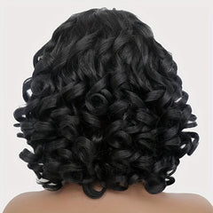 Short Curly Wig With Bangs Synthetic Hair Natural Shoulder Length