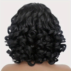 Short Curly Wig With Bangs Synthetic Hair Natural Shoulder Length