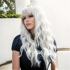 Natural Synthetic Wig Long Wavy Hair With Bangs
