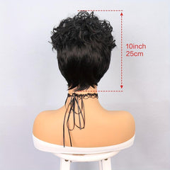Short Pixie Cut Wig for Women Synthetic Layered Curly Natural Wavy