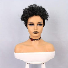 Short Pixie Cut Wig for Women Synthetic Layered Curly Natural Wavy