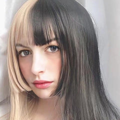 Long Straight Double Ponytail Synthetic Wig Anime Cosplay Halloween Party Wig