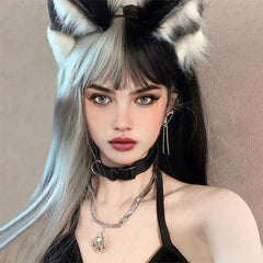 Long Straight Double Ponytail Synthetic Wig Anime Cosplay Halloween Party Wig
